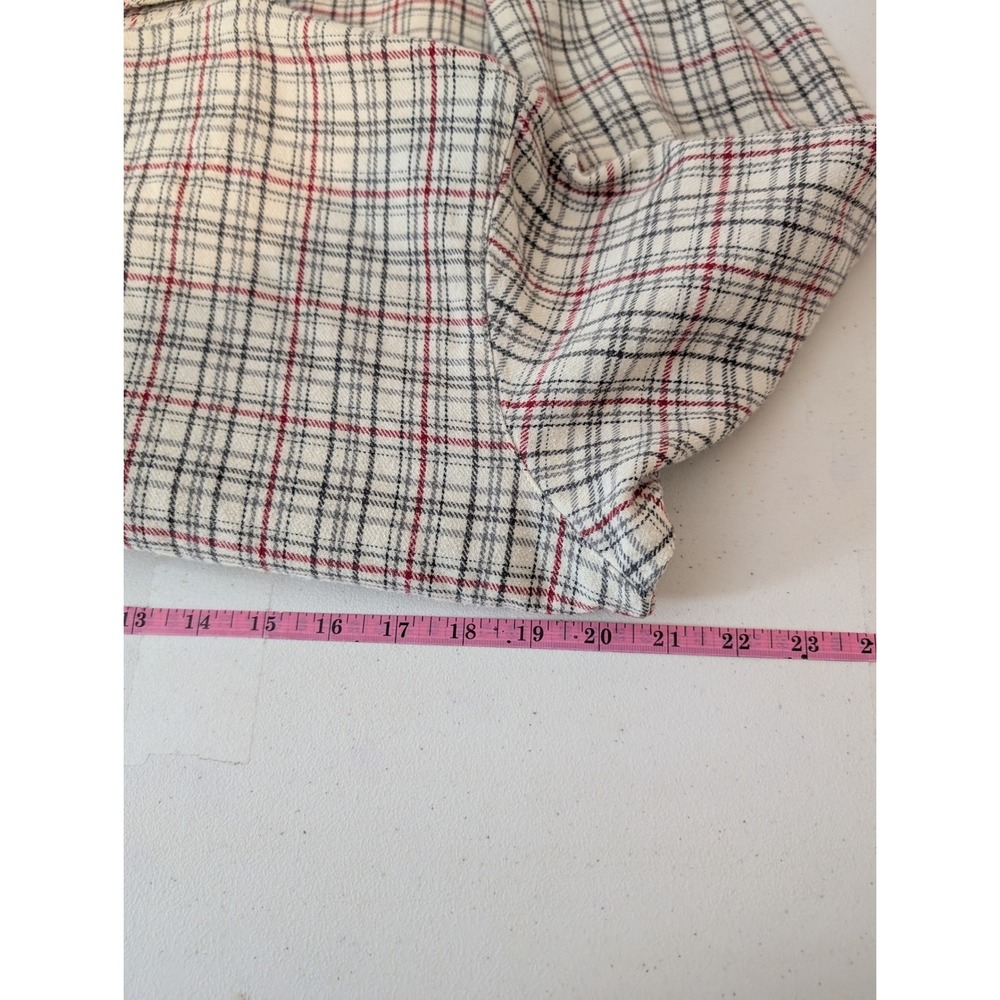 Woolrich Womens Medium Cream Red Plaid Flannel Button Up Shirt 100% Cotton 2006 - Picture 9 of 13